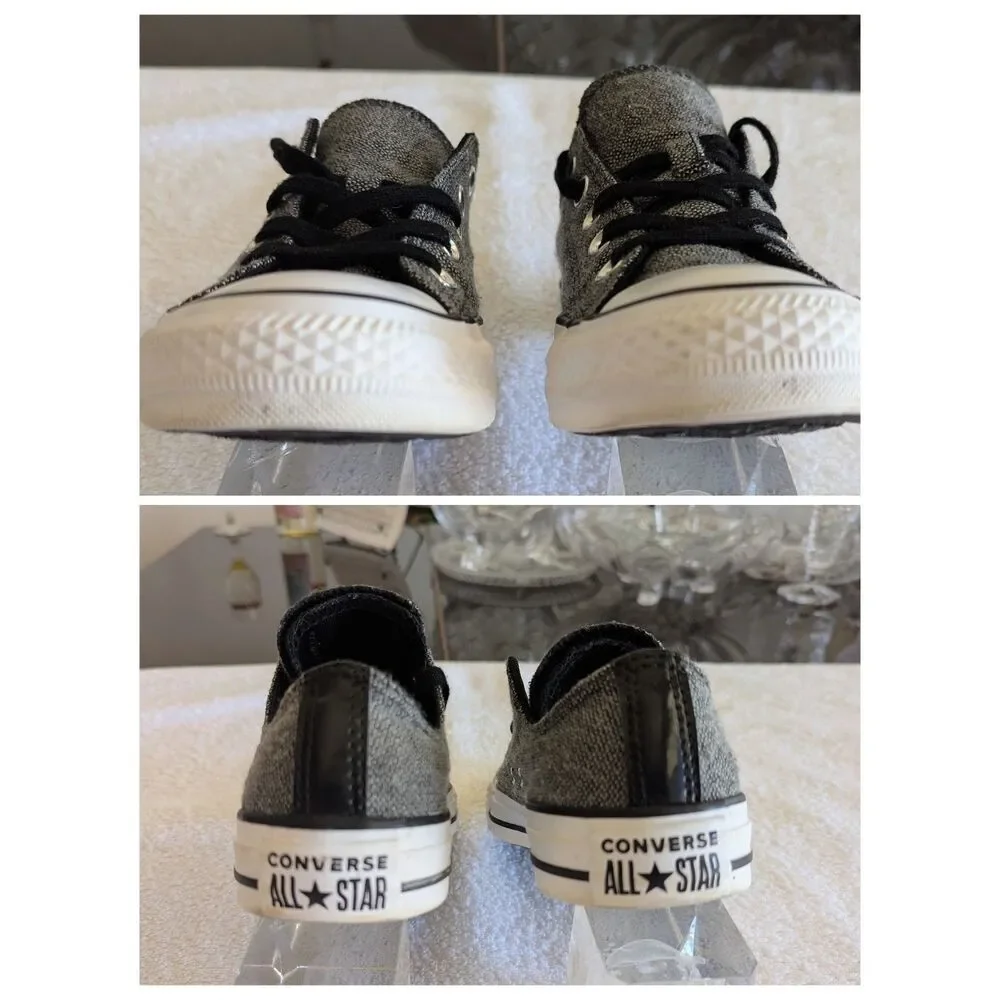 Converse Chuck Taylor All Star Double Tongue Low Top Sneakers Gray Black Canvas - Picture 5 of 9